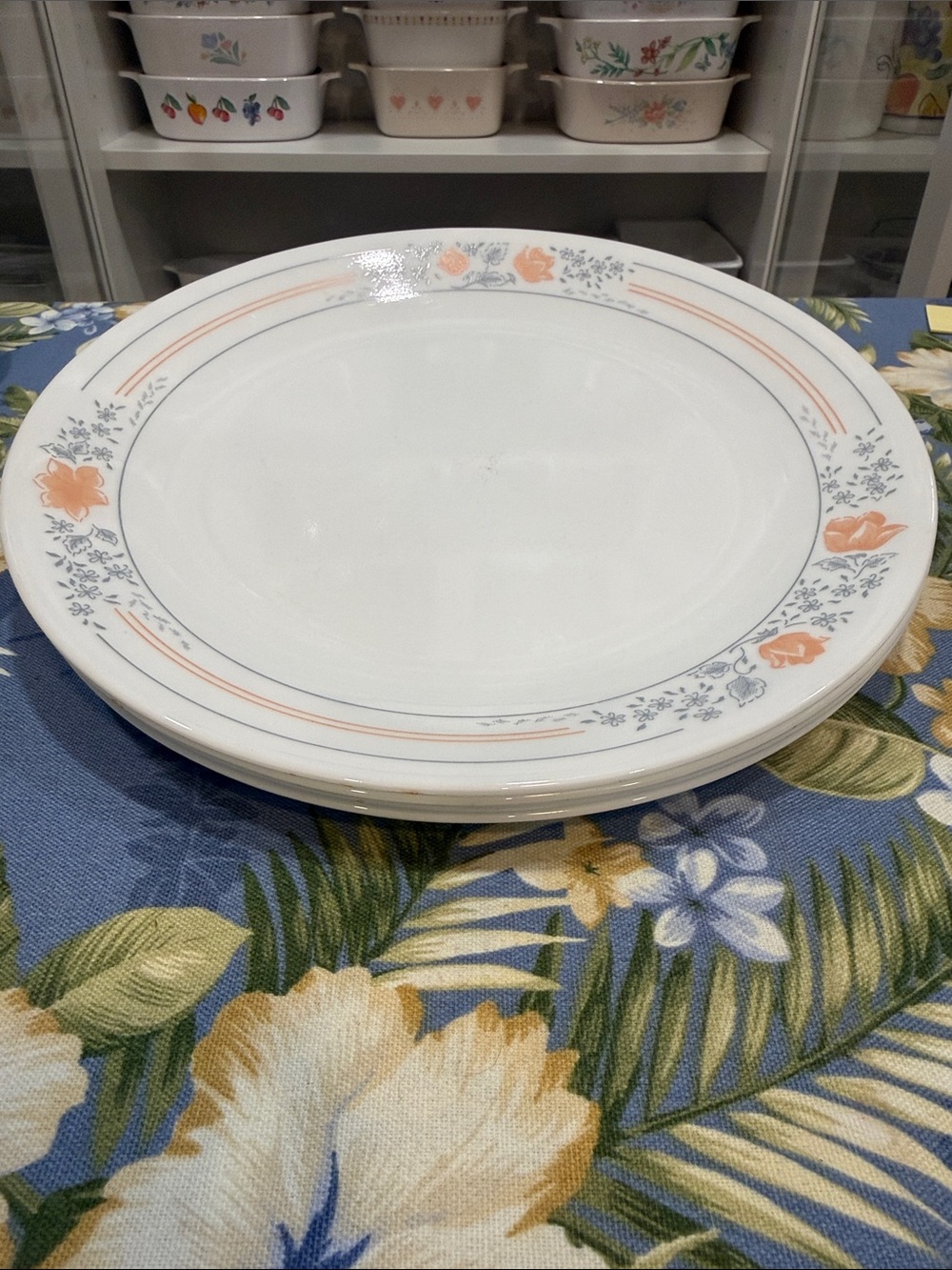 4 Corelle apricot Grove pattern 10 1/4 inch plates